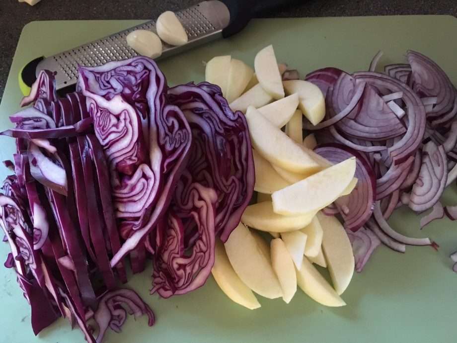 Slow-braised red cabbage with apple and juniper berries
