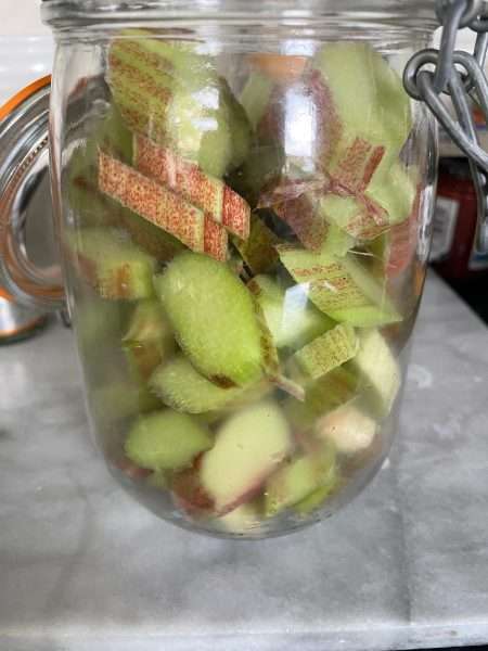 Pickled Rhubarb Salad with New Potatoes, Tarragon and Smoked Trout