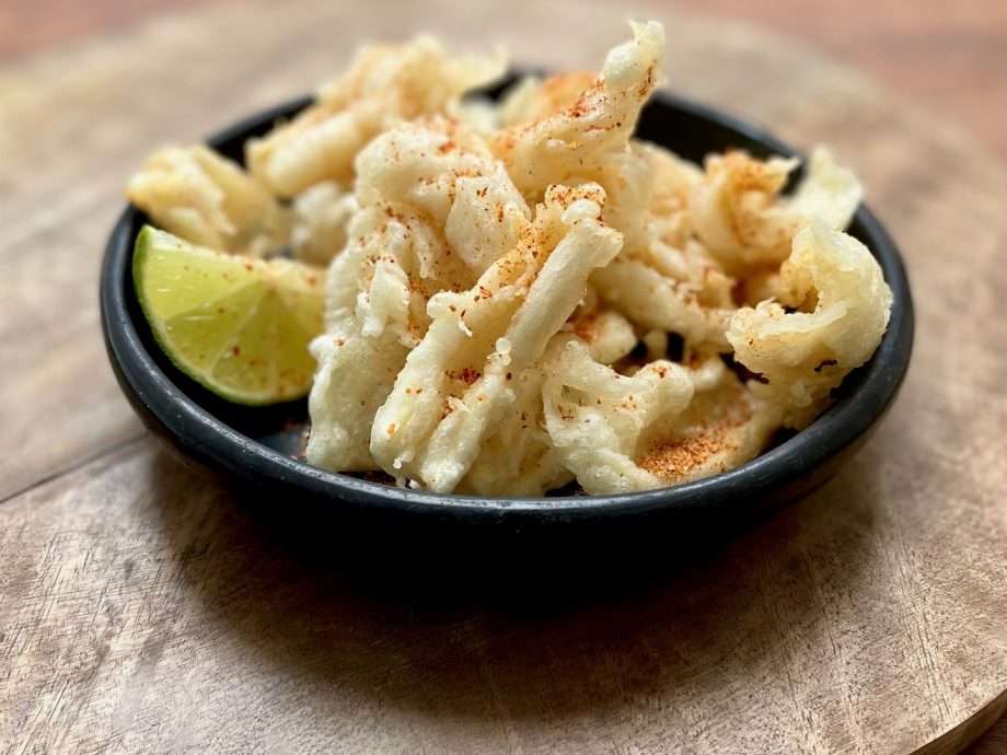 Tempura Squid with Tajin and Lime Wedges
