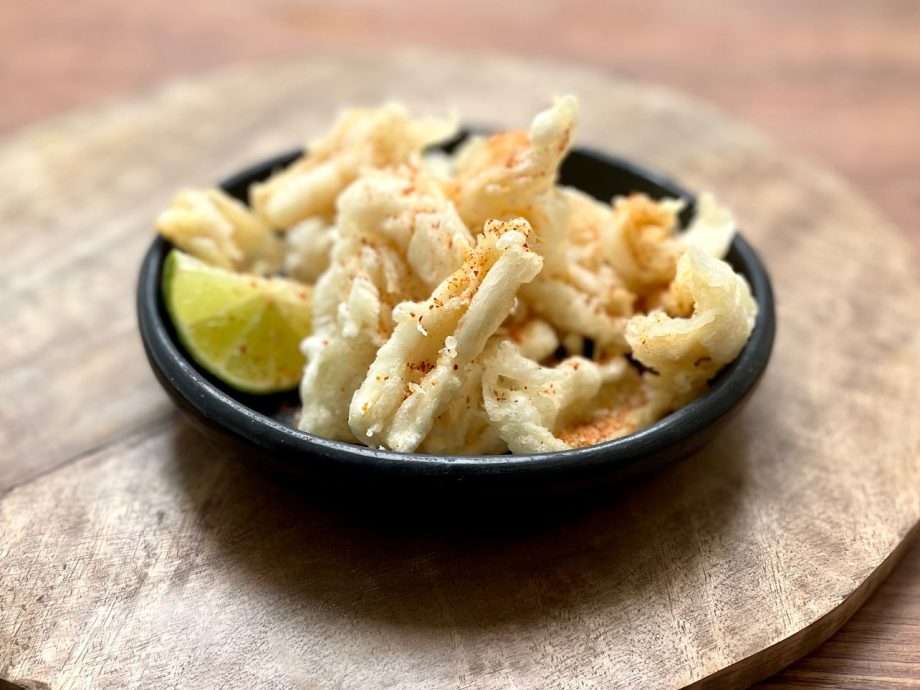 Tempura Squid with Tajin and Lime Wedges